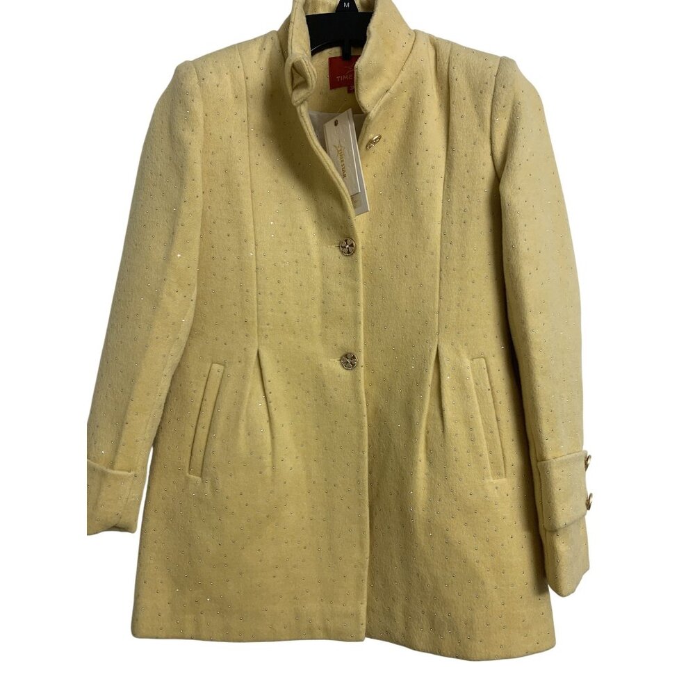 NWT Time Star Butter Yellow Kids 36‎ Gold Button Pea Coat